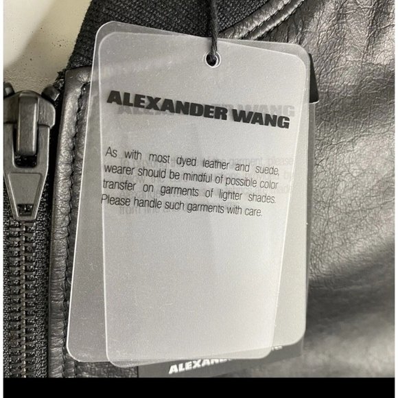 NWT T Alexander Wang Black Lambskin Leather Polyester‎ Full Zip Bomber Jacket S - Picture 4 of 7